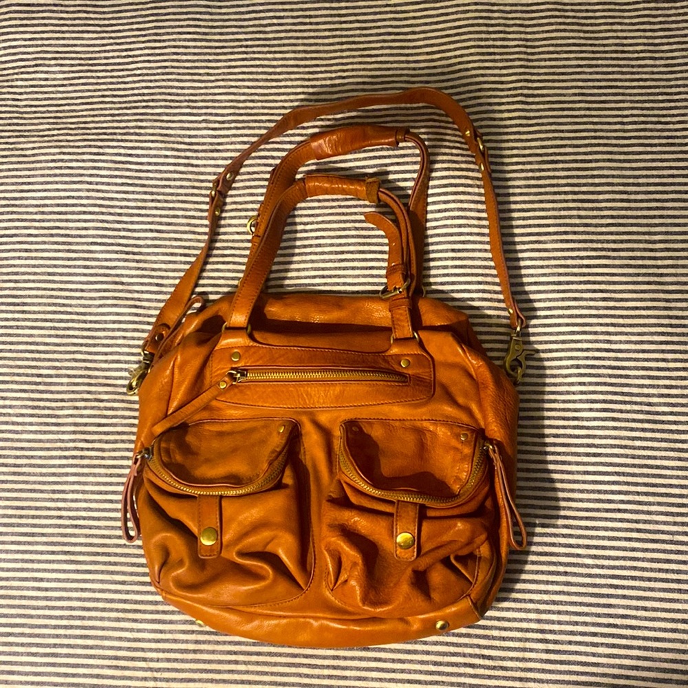 Sabina New York Genuine Leather Shoulder Bag, Brown